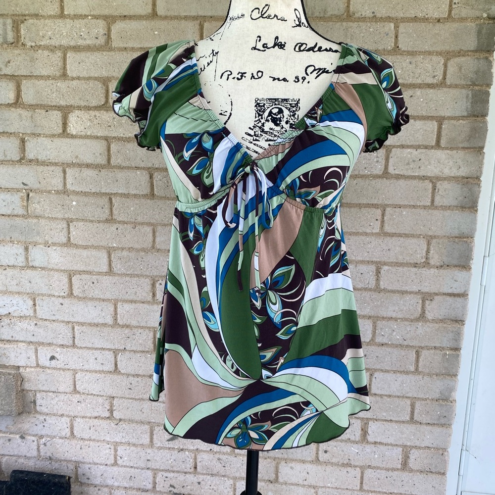 BCX Multicolor Swirl Women's Blouse